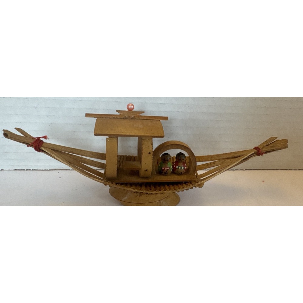 Vintage Bamboo Asian Boat Small Souvenir Piece